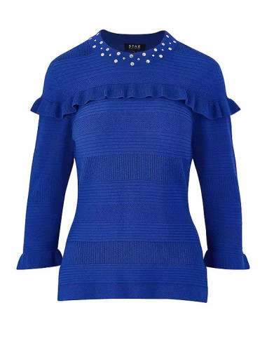 STAR by Julien Macdonald Cobalt Stud Detail Pointelle Jumper