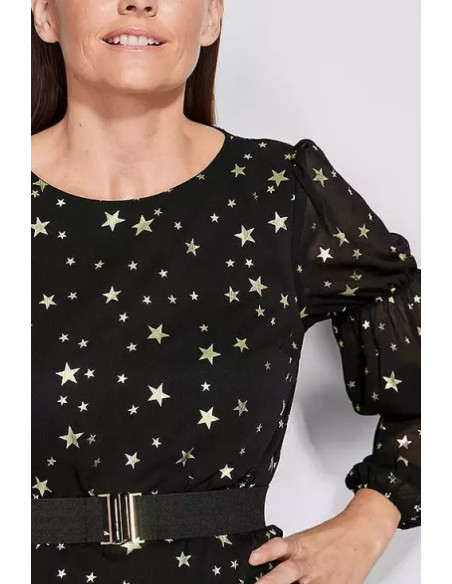 STAR by Julien Macdonald Star Foil Print High Low Hem Top