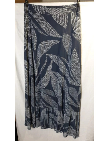 Kaleidoscope Navy Leaf Print Mesh Ladies Maxi Skirt