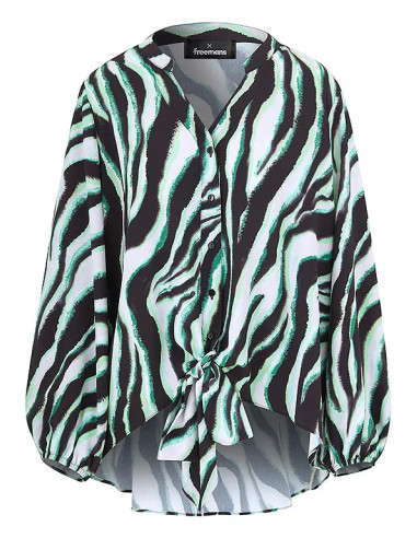 Freemans Green Zebra Print Tie Front Blouse