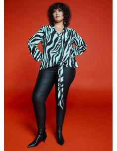 Freemans Green Zebra Print Tie Front Blouse 2
