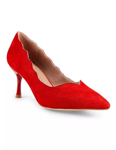 Kaleidoscope Tomato Red Suede Court Shoes