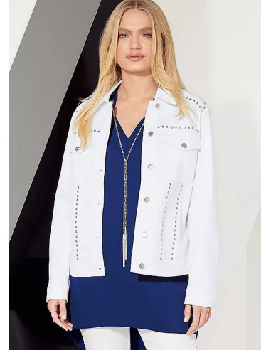 STAR by Julien Macdonald Denim Stud Detail White Jacket