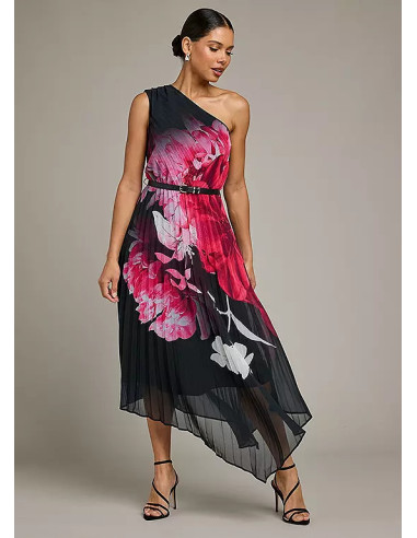 Kaleidoscope Black Floral Print Pleated Dress