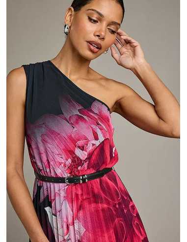 Kaleidoscope Black Floral Print Pleated Dress