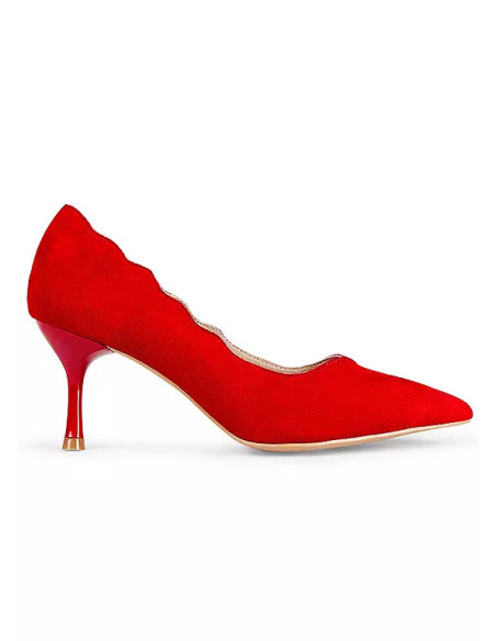 Kaleidoscope Tomato Red Suede Court Shoes