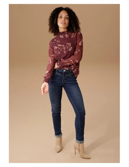 Aniston Selected Smocked Overlay Blouse