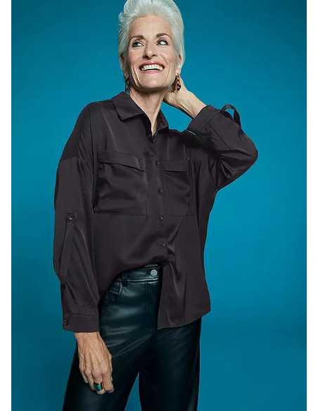 Freemans Black Satin Utility Shirt