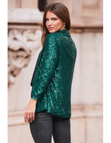 Sosandar Green Sequin Blazer