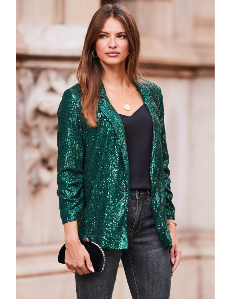 Sosandar Green Sequin Blazer