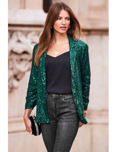 Sosandar Green Sequin Blazer