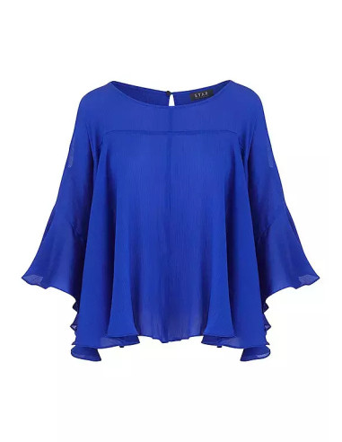 STAR by Julien Macdonald Cobalt Cold Shoulder Wide Frill Top