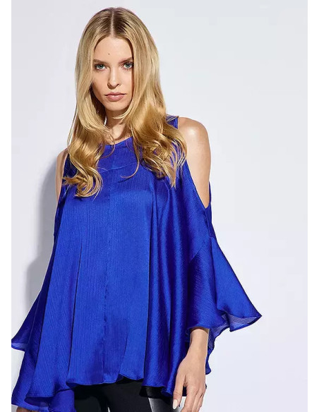 STAR by Julien Macdonald Cobalt Cold Shoulder Wide Frill Top