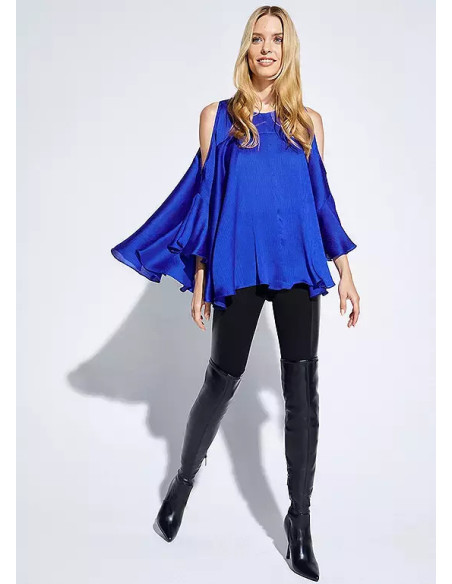 STAR by Julien Macdonald Cobalt Cold Shoulder Wide Frill Top