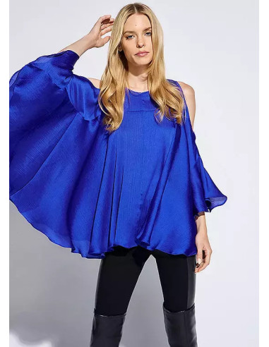 STAR by Julien Macdonald Cobalt Cold Shoulder Wide Frill Top