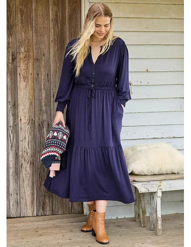 Freestyle Navy Tiered Maxi Dress