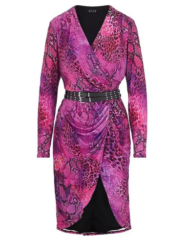 STAR by Julien Macdonald Pink Animal Wrap Dress