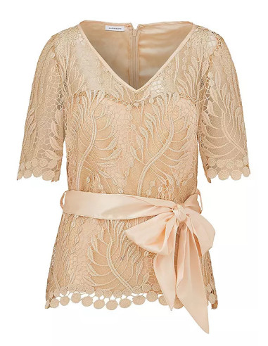 Kaleidoscope Champagne Lace Sash Top