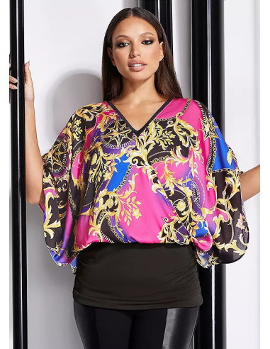 STAR by Julien Macdonald Baroque Print Bubble Hem Satin Blouse