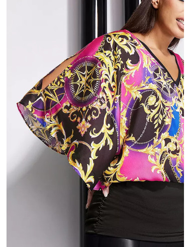 STAR by Julien Macdonald Baroque Print Bubble Hem Satin Blouse