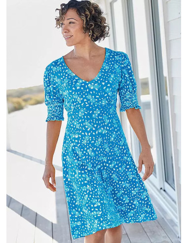 Freemans Blue Pineapple Print Tea Dress