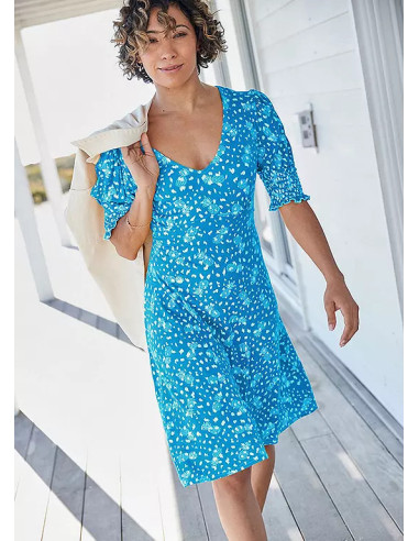 Freemans Blue Pineapple Print Tea Dress