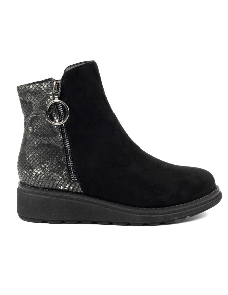 Lunar Alder Black Wedge Ankle Boot