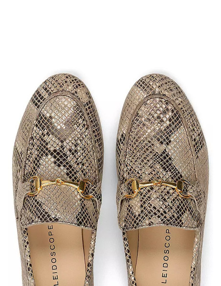Freemans Snake Leather Snaffle Trim Loafers