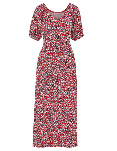 Freestyle Hallie Floral Tie Front Jersey Midi Dress