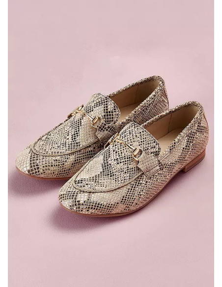 Freemans Snake Leather Snaffle Trim Loafers