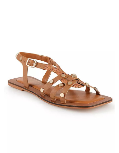 Freemans Leather Plaited Stud Flat Sandals