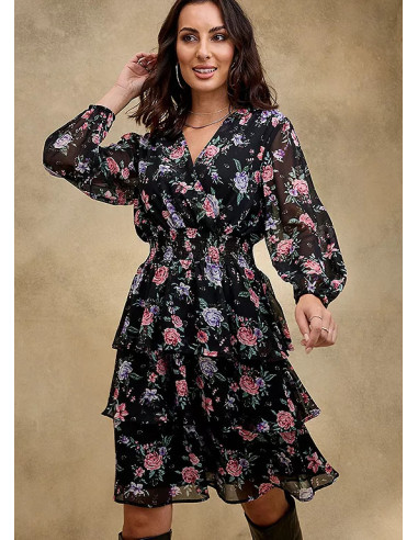 Together Print Frill Detail Dress