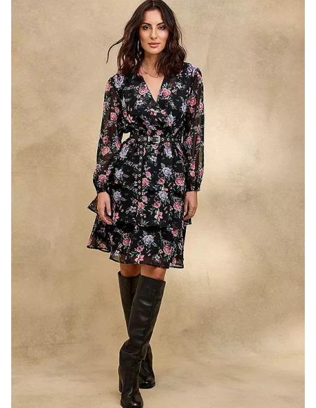 Together Print Frill Detail Dress