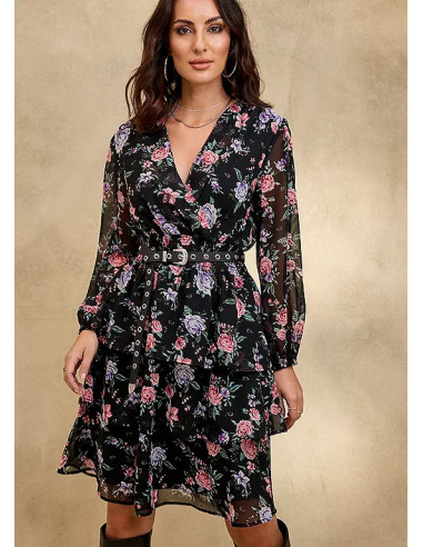 Together Print Frill Detail Dress