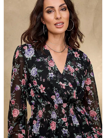 Together Print Frill Detail Dress