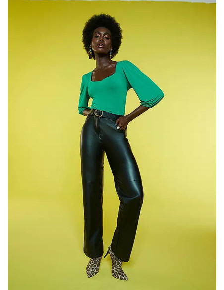 Freemans Green Sweetheart Neckline Jersey Top