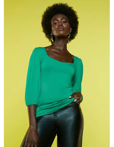 Freemans Green Sweetheart Neckline Jersey Top