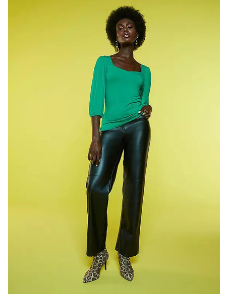 Freemans Green Sweetheart Neckline Jersey Top