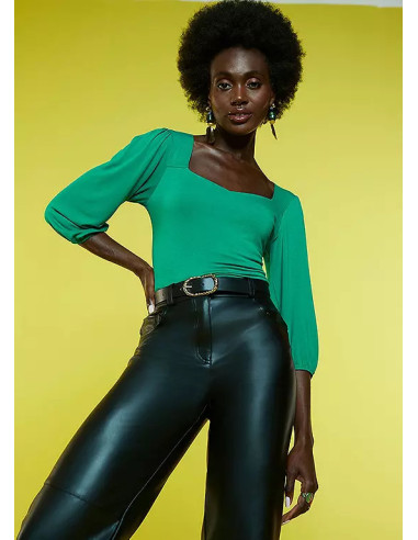 Freemans Green Sweetheart Neckline Jersey Top