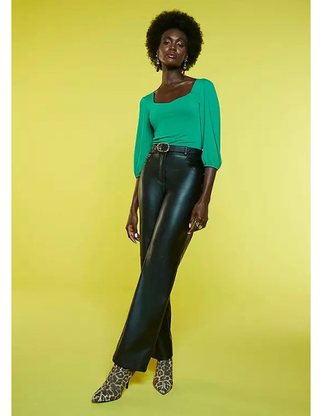 Freemans Green Sweetheart Neckline Jersey Top