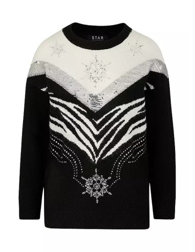 STAR by Julien Macdonald Black Zebra Diamante Jumper