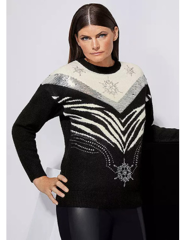 STAR by Julien Macdonald Black Zebra Diamante Jumper