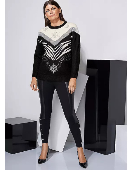 STAR by Julien Macdonald Black Zebra Diamante Jumper