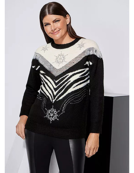 STAR by Julien Macdonald Black Zebra Diamante Jumper