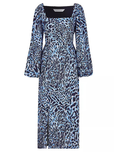 Kaleidoscope Blue Animal Print Jersey Midi Dress