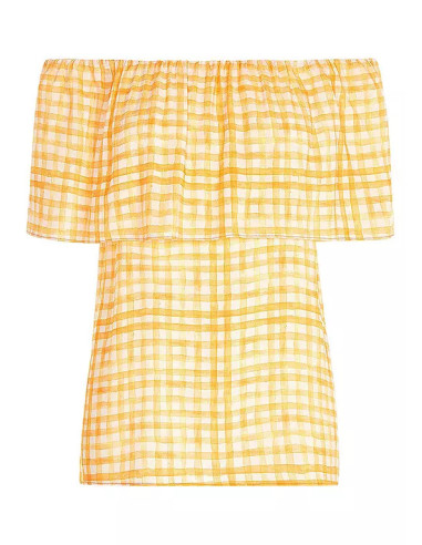 Love Mark Heyes Yellow Checked Short Sleeve Top