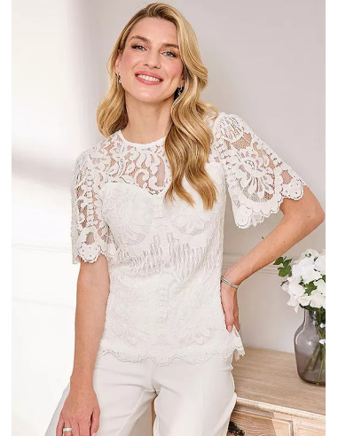 Kaleidoscope Occasion Ivory Lace Scallop Shell Top