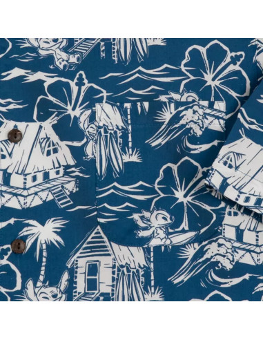 Disney Lilo & Stitch Aloha Blue Hawaiian Short Sleeve Shirt