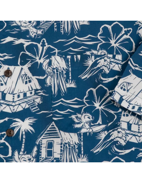 Disney Lilo & Stitch Aloha Blue Hawaiian Short Sleeve Shirt