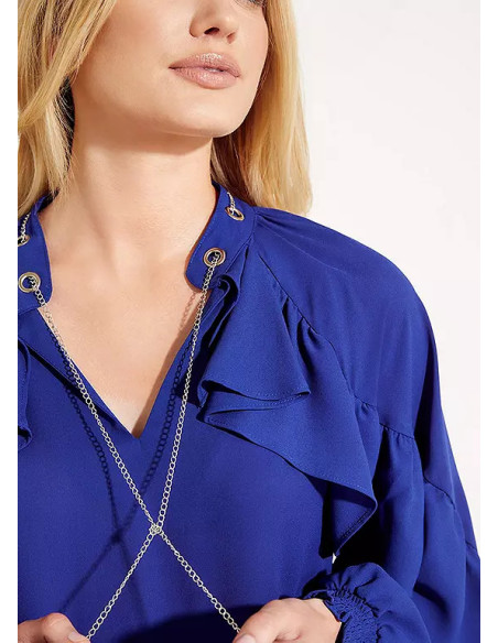 STAR by Julien Macdonald Blue Long Sleeve Ruffle Top